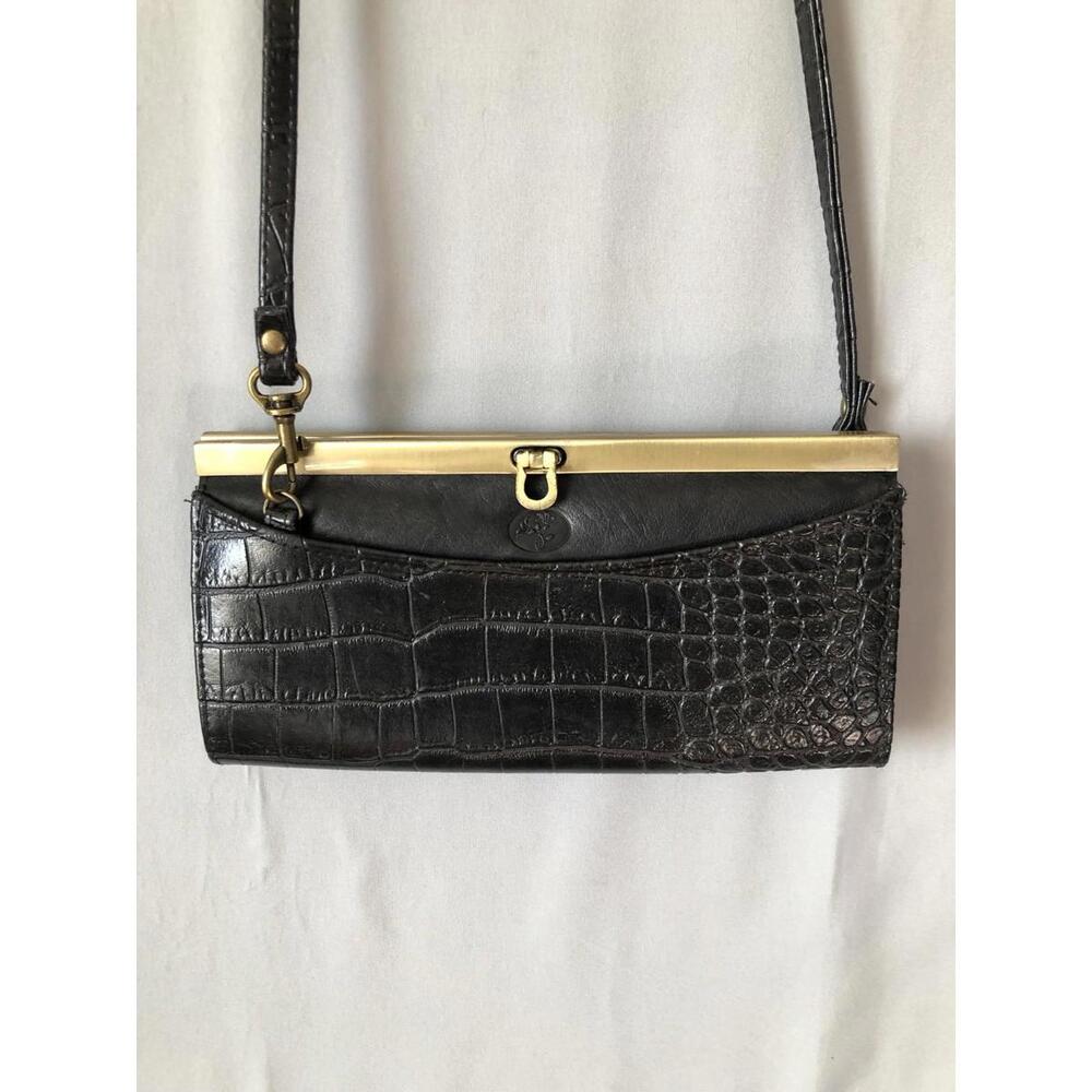 Buxton Vintage Black Leather Cross Body Small Bag